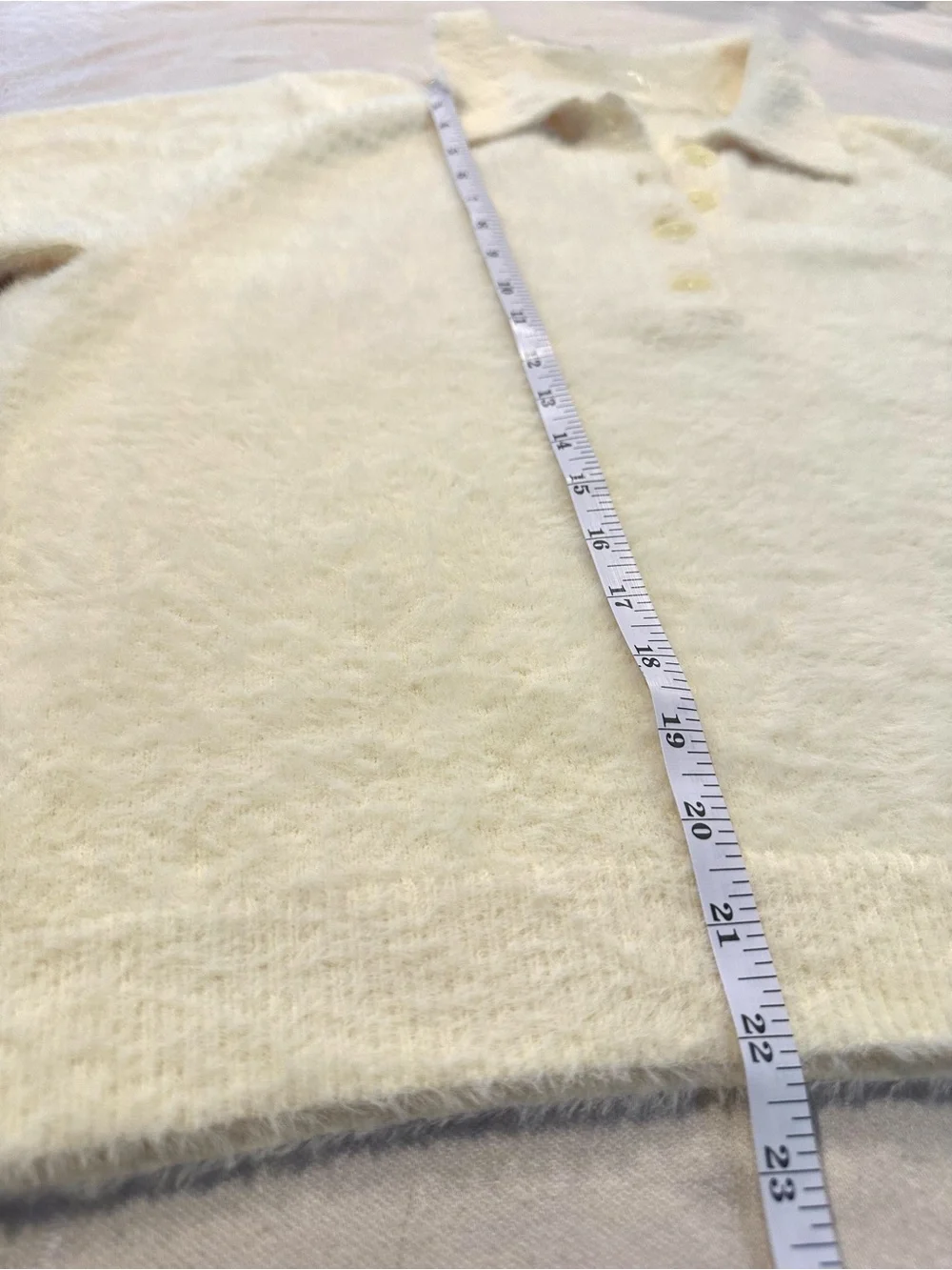 NWT A New Day Fuzzy Polo Sweater Top Butter Yellow Size Large - Picture 6 of 7
